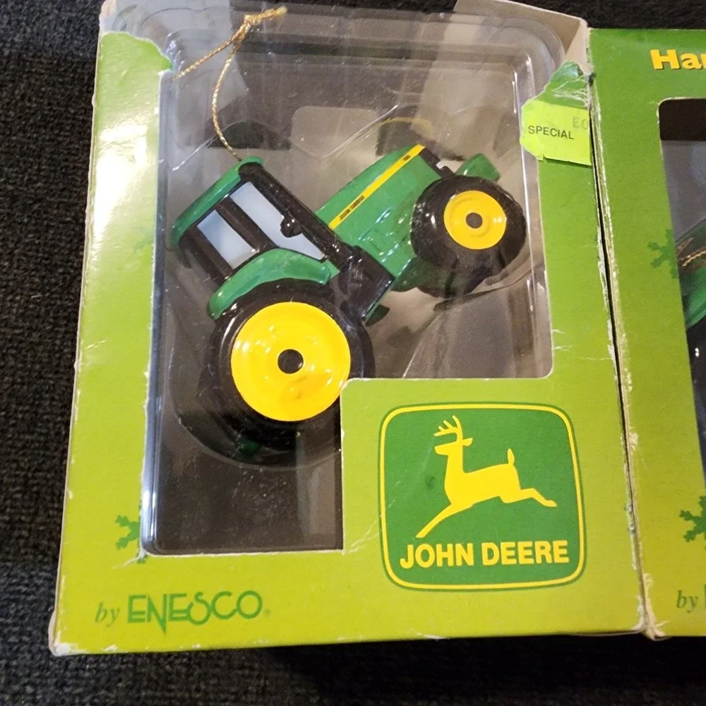 Lot‎ Of 2 ENESCO John Deere Tractor Hanging Ornament/Shelf Decor (2000)